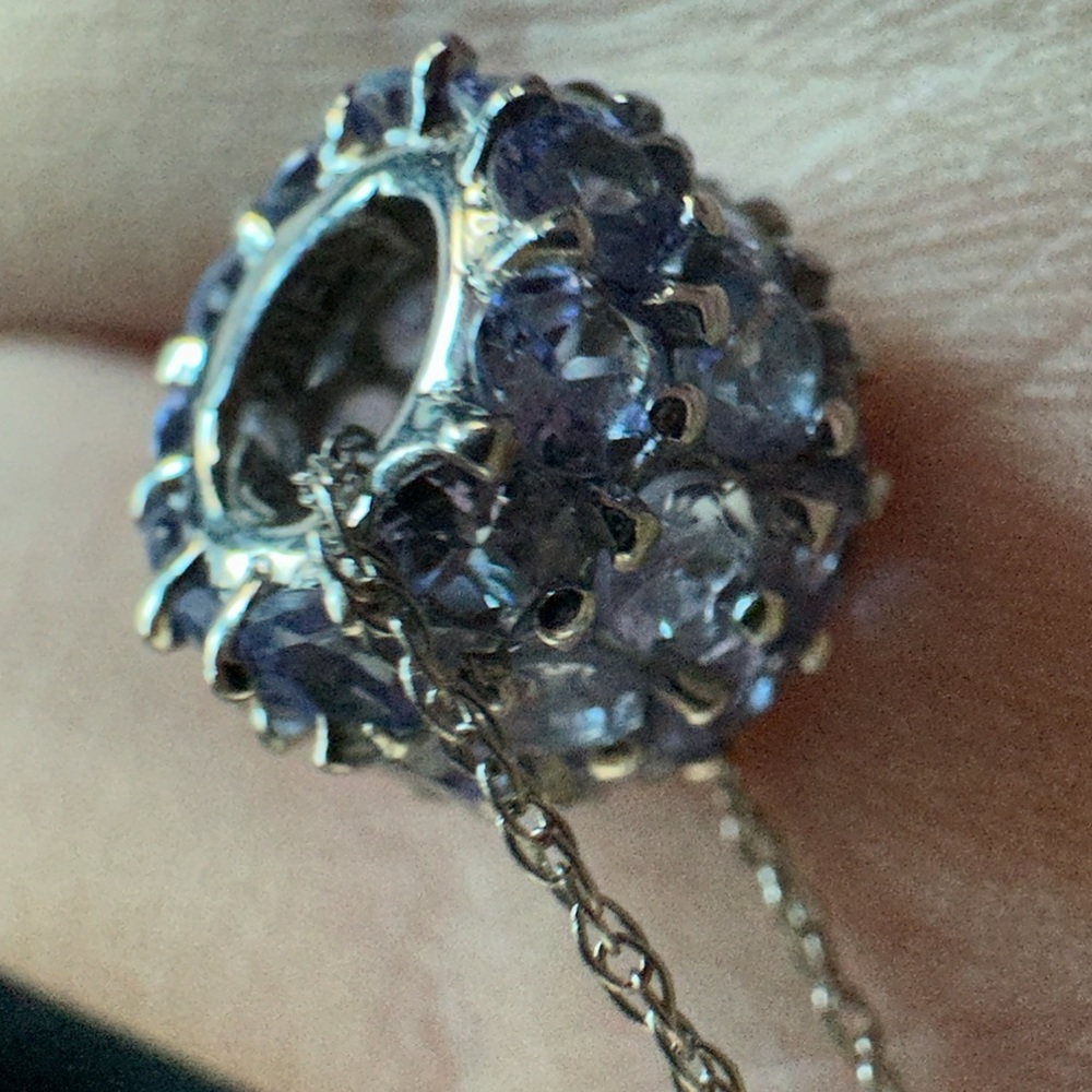 14k White Gold Tanzanite Pendant Bead & “18.25 Inch Chain - Picture 15 of 16